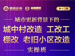 城市更新戰(zhàn)略實(shí)操班之城中村改造、工改共、棚改、老舊小區(qū)改造課題開課安排